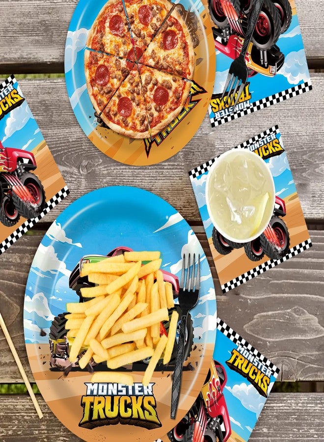 BQK 96 Pcs Monster Truck Plates and Napkins - Monster Truck Birthday Decorations and Party Supplies - Image 5